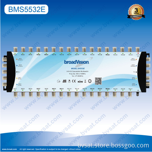 Cascadable Satellite Diseqc 2.0 Multiswitch Of 5 In 32 Out For Smatv System